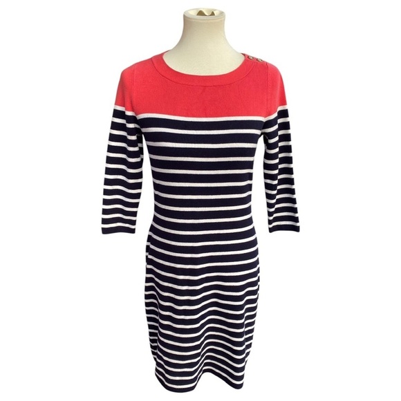 Talbots Cotton Sweater Dress Striped for Fall/Winter - Picture 2 of 4